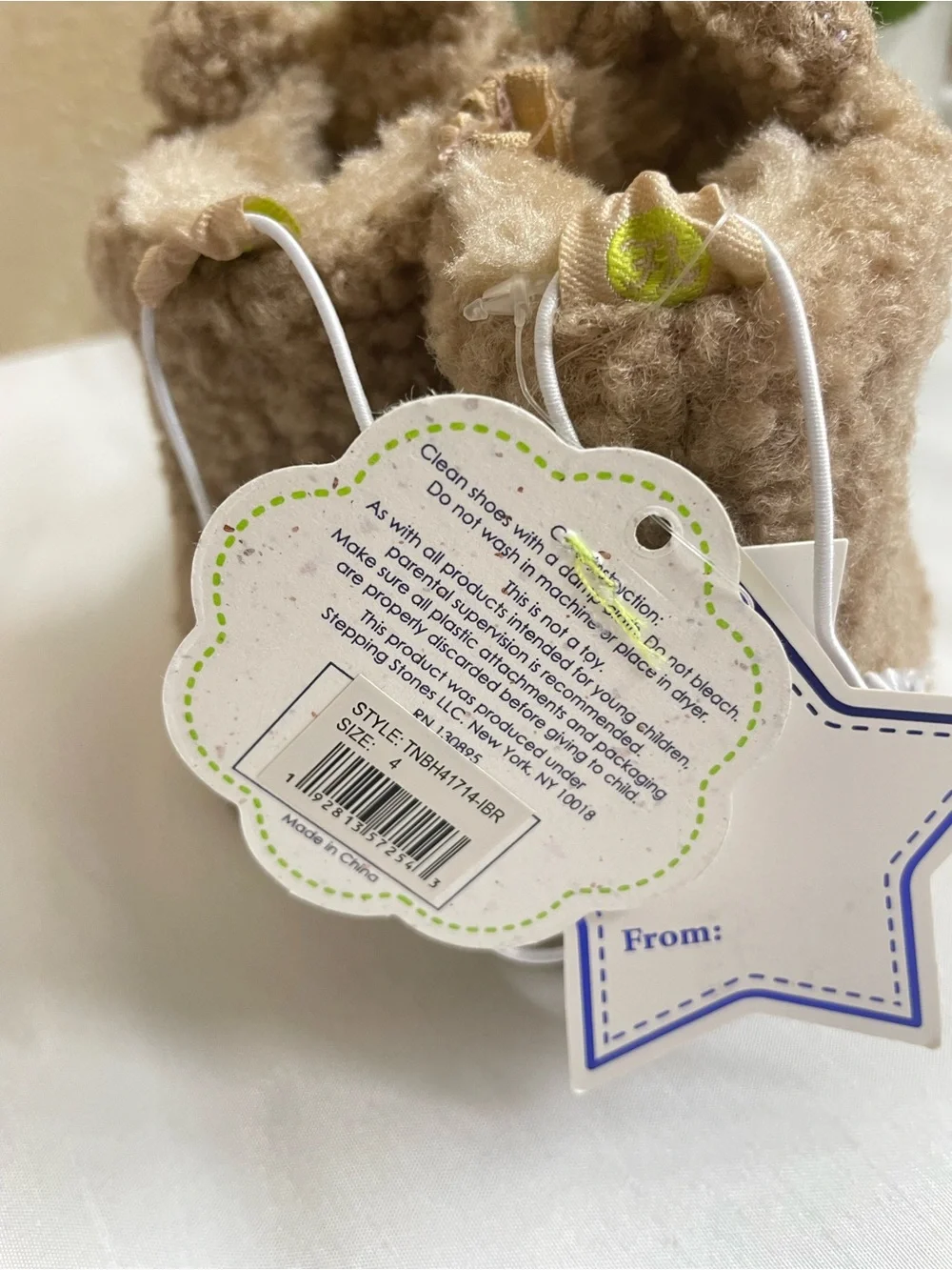 First Steps by Stepping Stones Baby Faux Fur Teddy Bear Zipper  Boots